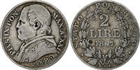 ITALIAN STATES 2 Lire PAPAL STATES, Pius IX, Rome, Silver -