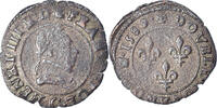France Double Tournois Coin, Henri III, Saint-Lô, Copper -