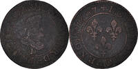 France Double Tournois Coin, Henri IV, Lyon, Copper -
