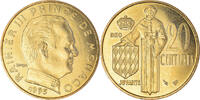Monaco 20 Centimes Coin, Rainier III, BU, Aluminum-Bronze -