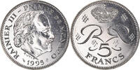 Monaco 5 Francs Coin, Rainier III, BU, Copper-nickel, KM:150 -