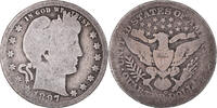 United States Quarter Coin, Barber Quarter, U.S. Mint, New Orleans -