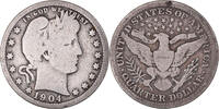 United States Quarter Coin, Barber Quarter, U.S. Mint, Philadelphia -