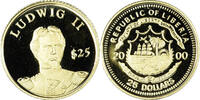 Liberia 25 Dollars Coin, Ludwig II, American Mint, Gold -