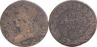 France 5 Centimes Coin, Dupré, Strasbourg, Copper -