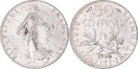 France 50 Centimes Coin, Semeuse, Paris, Silver, KM:854 -
