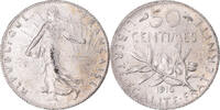 France 50 Centimes Coin, Semeuse, Paris, Silver, KM:854 -