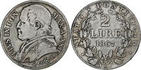 ITALIAN STATES 2 Lire PAPAL STATES, Pius IX, Rome, Silver -