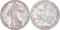 France 2 Francs Coin, Semeuse, Paris, Silver, KM:845.1 -