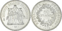 France 50 Francs Coin, Hercule, Paris, Silver, KM:941.1 -