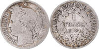 France Franc Coin, Cérès, Paris, 1 Franc, Silver, KM:822.1 -