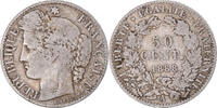 France 50 Centimes Coin, Cérès, Paris, Silver, KM:834.1 -