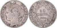 France 50 Centimes Coin, Cérès, Paris, Silver, KM:834.1 -