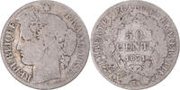 France 50 Centimes Coin, Cérès, Bordeaux, Silver, KM:834.2 -