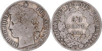 France 50 Centimes Coin, Cérès, Paris, Silver, KM:834.1 -