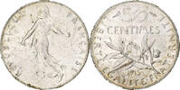 France 50 Centimes Coin, Semeuse, Paris, Silver, KM:854 -