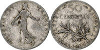 France 50 Centimes Coin, Semeuse, Paris, Silver, KM:854 -