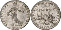 France 50 Centimes Semeuse, Paris, Silver, Gadoury:420 -