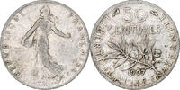 France 50 Centimes Coin, Semeuse, Paris, Silver, KM:854 -