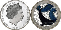 New Zealand 1 Dollar, 1 Oz Tangaroa, proof 1 Oz coloré, Silver -
