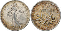 France 50 Centimes Coin, Semeuse, Paris, Silver, KM:854 -