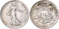 France 50 Centimes Coin, Semeuse, Paris, Silver, KM:854 -
