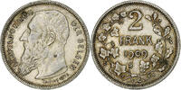 Belgium 2 Francs Leopold II, Brussels, Silver -