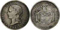 Colombia 5 Decimos 1879 Medellin 50 Centavos, Medellin, Silver, KM:161.1 SS 585.70 元  ＋  41.42 元 运费