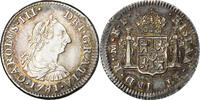 Mexico 1/2 Réal Coin, Charles III, Mexico City, Silver -