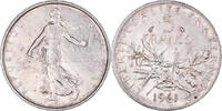 France 5 Francs Coin, Semeuse, Paris, Silver, KM:926 -