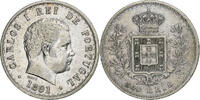 Portugal 500 Reis Carlos I, Silver, KM:535 -