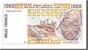 West African States 1000 Francs Banknote, Undated, KM:611He -