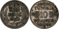 Tunisia 10 Francs Coin, Ahmad Pasha Bey, Paris, Silver -