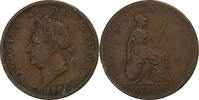 Great Britain Farthing George IV, Copper, KM:697 -