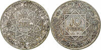 Morocco 10 Francs Mohammed V, Paris, Silver, KM:38 -