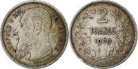Belgium 2 Francs, 2 Frank Leopold II, Silver, KM:58.1 -