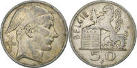 Belgium 50 Francs Régence Prince Charles, Mercure, Brussels, Silver -