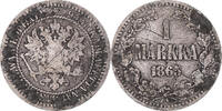 Finland Markka Coin, Alexander II, Helsinki, Silver, KM:3.1 -