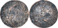 France 2 Centimes Coin, Cérès, Paris, Petit A, Bronze -