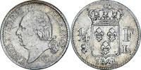 France 1/4 Franc Coin, Louis XVIII, Bayonne, Silver -