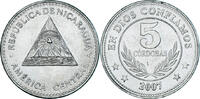 Nicaragua 5 Cordobas Coin, Nickel plated steel, KM:90a -