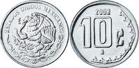 Mexico 10 Centavos Coin, Mexico City, Stainless Steel, KM:547 -