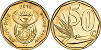 South Africa 50 Cents Coin, Bronze Plated Steel -