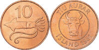 Iceland 10 Aurar Coin, Bronze, KM:25 -