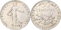 France 50 Centimes Semeuse, Paris, Silver, KM:854 -