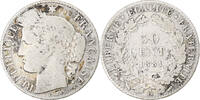 France 50 Centimes Cérès, Paris, VG(8-10), Silver, KM:834.1 -