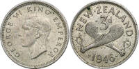 New Zealand 3 Pence George VI, British Royal Mint, Silver -