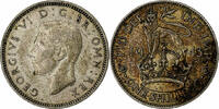 Great Britain Shilling George VI, Silver, KM:854 -