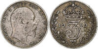 Great Britain 3 Pence Edward VII, London, Silver, KM:797.2 -