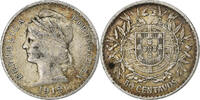 Portugal 50 Centavos Lisbon, Silver, KM:561 -